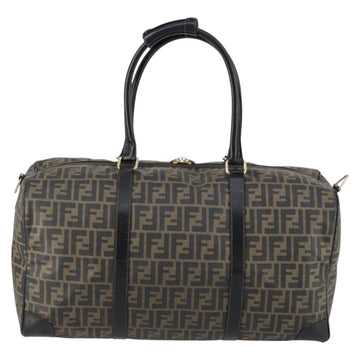 FENDI Zucca Canvas Boston Bag PVC Black Brown gold Auth 142675 - 0