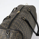 FENDI Zucca Canvas Boston Bag PVC Black Brown gold Auth 142675-6