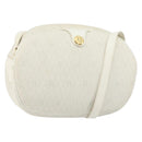 Christian Dior Honeycomb Canvas Shoulder Bag PVC White Gold Auth 142676-1