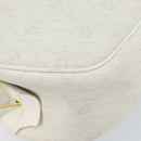 Christian Dior Honeycomb Canvas Shoulder Bag PVC White Gold Auth 142676-14
