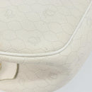 Christian Dior Honeycomb Canvas Shoulder Bag PVC White Gold Auth 142676-16