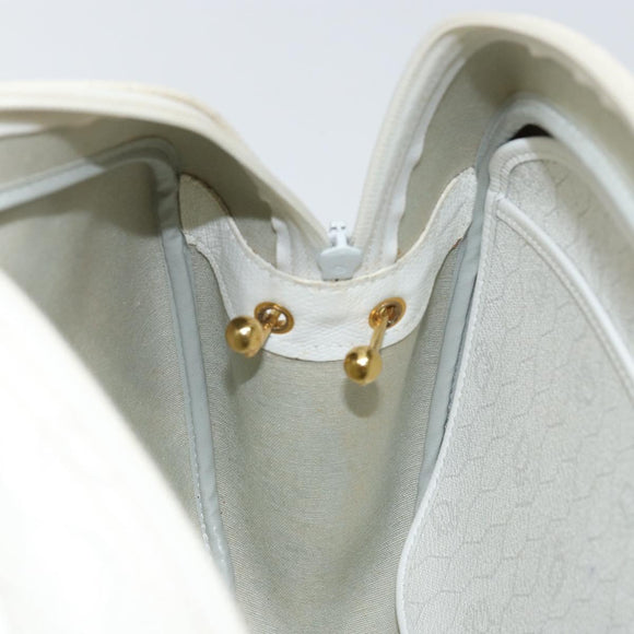 Christian Dior Honeycomb Canvas Shoulder Bag PVC White Gold Auth 142676