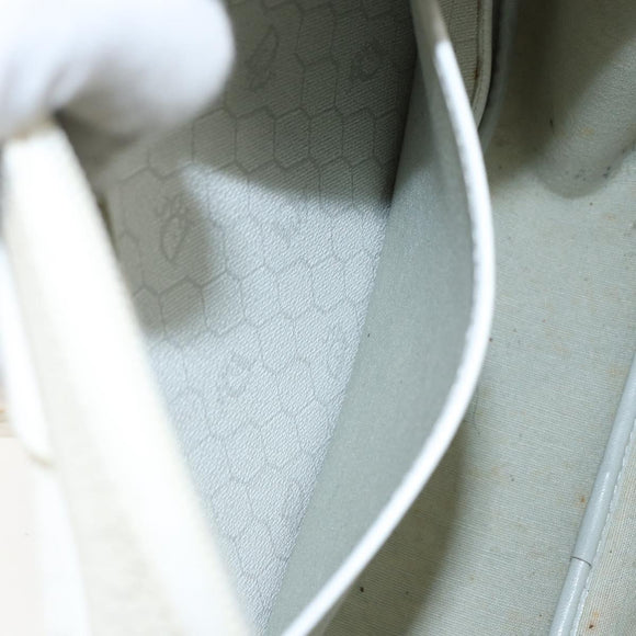 Christian Dior Honeycomb Canvas Shoulder Bag PVC White Gold Auth 142676