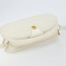 Christian Dior Honeycomb Canvas Shoulder Bag PVC White Gold Auth 142676-6