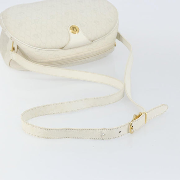 Christian Dior Honeycomb Canvas Shoulder Bag PVC White Gold Auth 142676