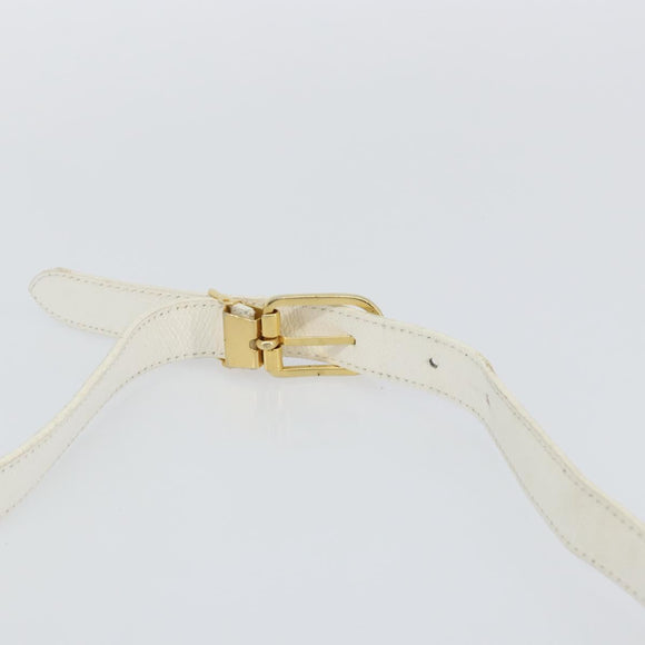 Christian Dior Honeycomb Canvas Shoulder Bag PVC White Gold Auth 142676