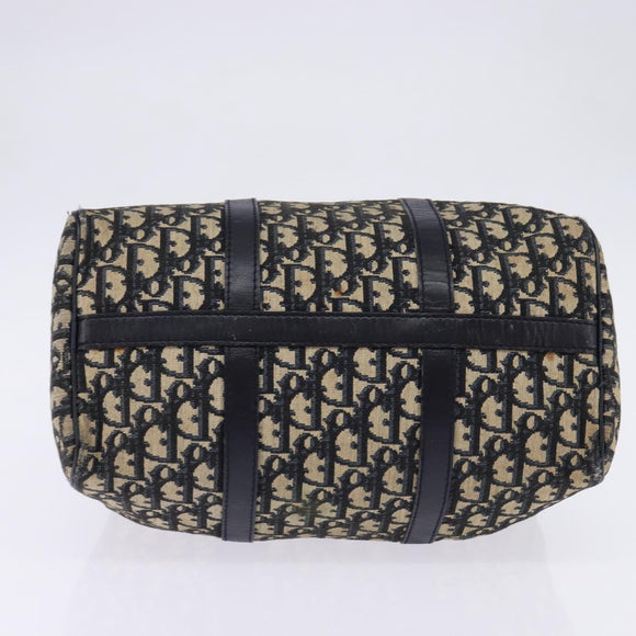 Christian Dior Trotter Canvas Boston Bag Navy Silver Auth 142677