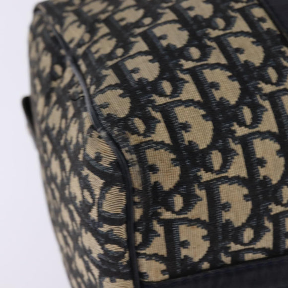 Christian Dior Trotter Canvas Boston Bag Navy Silver Auth 142677