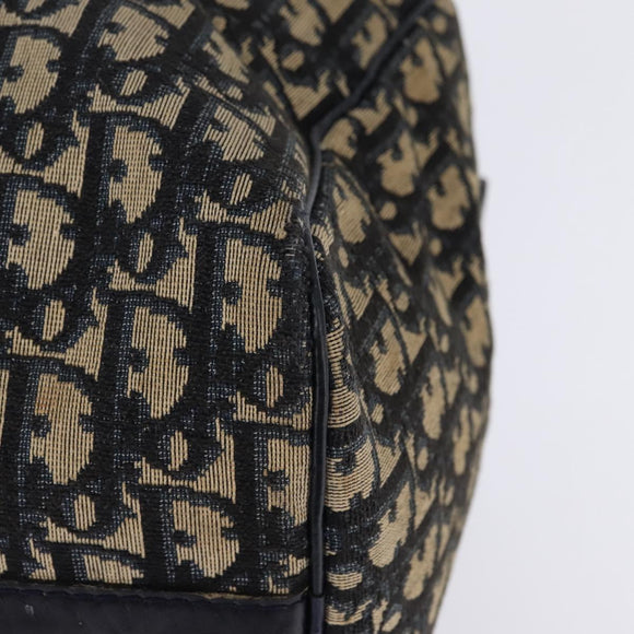 Christian Dior Trotter Canvas Boston Bag Navy Silver Auth 142677