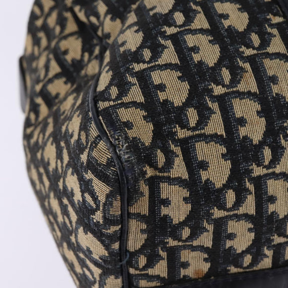 Christian Dior Trotter Canvas Boston Bag Navy Silver Auth 142677