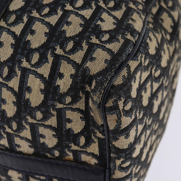 Christian Dior Trotter Canvas Boston Bag Navy Silver Auth 142677