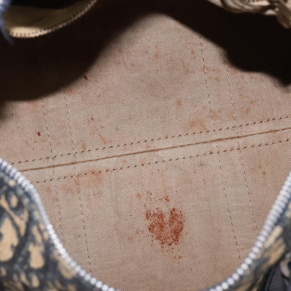 Christian Dior Trotter Canvas Boston Bag Navy Silver Auth 142677