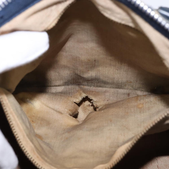 Christian Dior Trotter Canvas Boston Bag Navy Silver Auth 142677