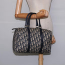 Christian Dior Trotter Canvas Boston Bag Navy Silver Auth 142677-21
