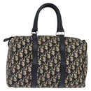 Christian Dior Trotter Canvas Boston Bag Navy Silver Auth 142677-13
