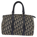 Christian Dior Trotter Canvas Boston Bag Navy Silver Auth 142677-2