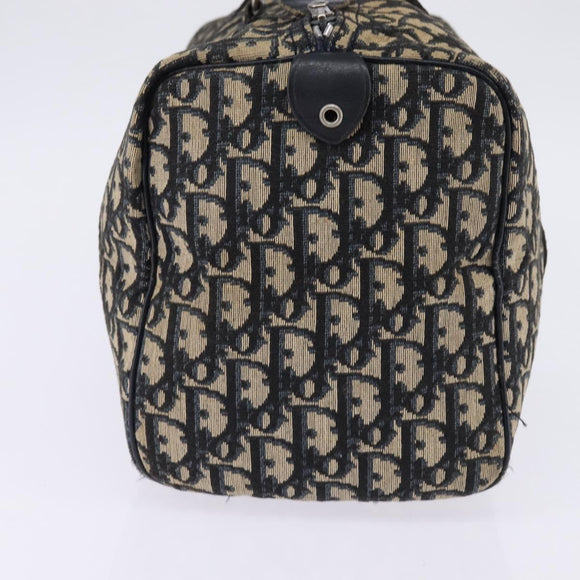 Christian Dior Trotter Canvas Boston Bag Navy Silver Auth 142677