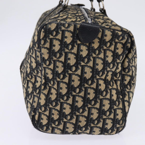 Christian Dior Trotter Canvas Boston Bag Navy Silver Auth 142677