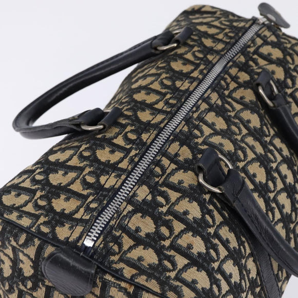 Christian Dior Trotter Canvas Boston Bag Navy Silver Auth 142677