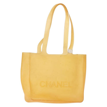 CHANEL Tote Bag rubber Yellow CC Auth 142680