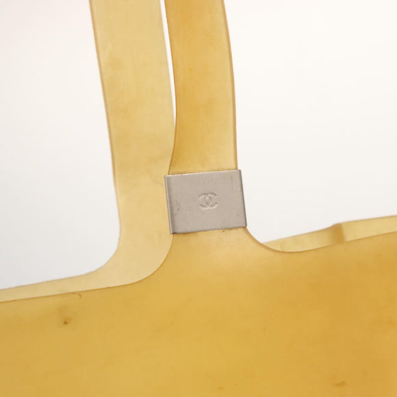 CHANEL Tote Bag rubber Yellow CC Auth 142680