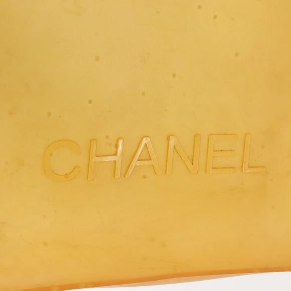 CHANEL Tote Bag rubber Yellow CC Auth 142680