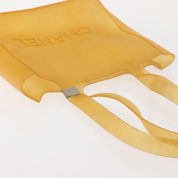 CHANEL Tote Bag rubber Yellow CC Auth 142680