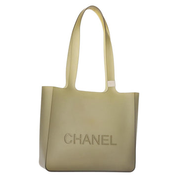 CHANEL Tote Bag Rubber Gray CC Auth 142681