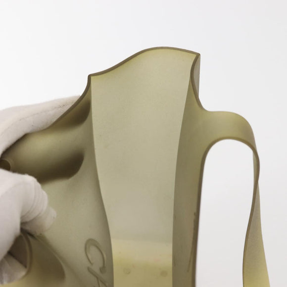 CHANEL Tote Bag Rubber Gray CC Auth 142681