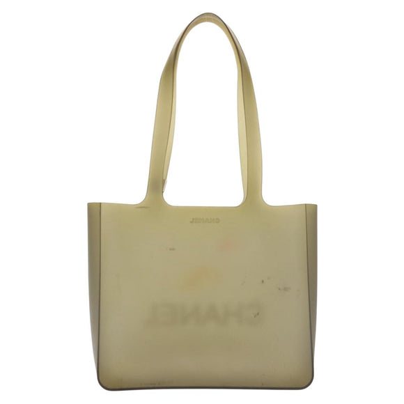 CHANEL Tote Bag Rubber Gray CC Auth 142681