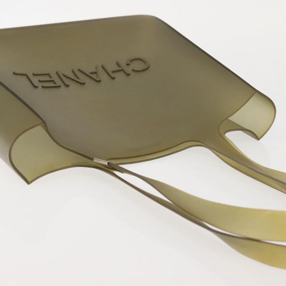 CHANEL Tote Bag Rubber Gray CC Auth 142681