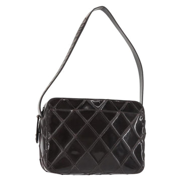 CHANEL Bicolore Shoulder Bag Patent leather Brown CC Auth 142682