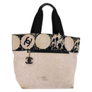 CHANEL High Summer Tote Bag Canvas Pink Silver CC Auth 142684-1