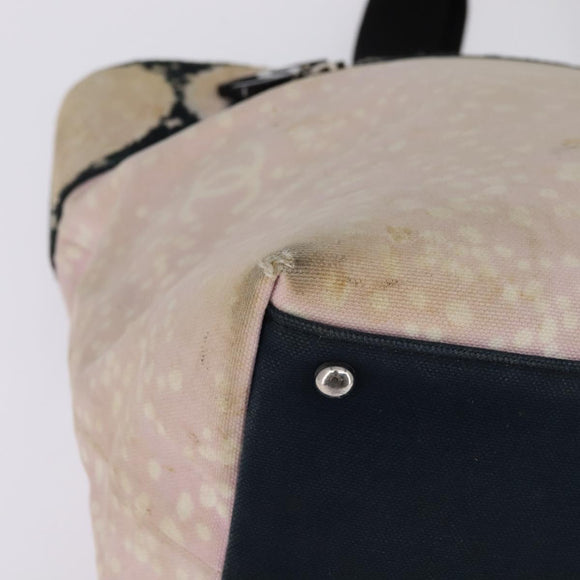 CHANEL High Summer Tote Bag Canvas Pink Silver CC Auth 142684