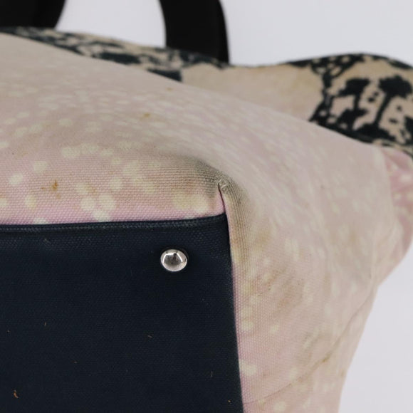 CHANEL High Summer Tote Bag Canvas Pink Silver CC Auth 142684