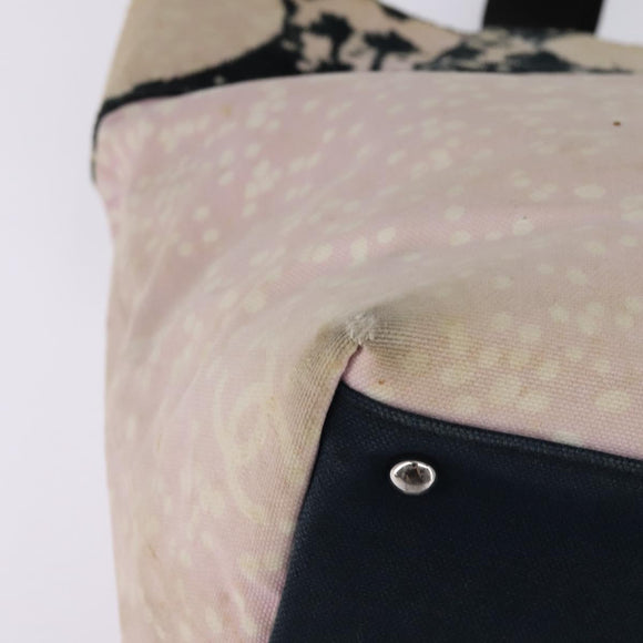 CHANEL High Summer Tote Bag Canvas Pink Silver CC Auth 142684