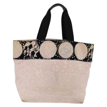 CHANEL High Summer Tote Bag Canvas Pink Silver CC Auth 142684 - 0