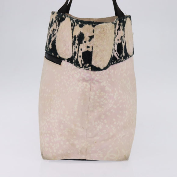 CHANEL High Summer Tote Bag Canvas Pink Silver CC Auth 142684