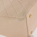 CHANEL Matelasse COCO Mark Chain Hand Bag Lamb Skin Beige CC Auth 142686-10
