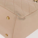 CHANEL Matelasse COCO Mark Chain Hand Bag Lamb Skin Beige CC Auth 142686-11