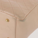 CHANEL Matelasse COCO Mark Chain Hand Bag Lamb Skin Beige CC Auth 142686-13