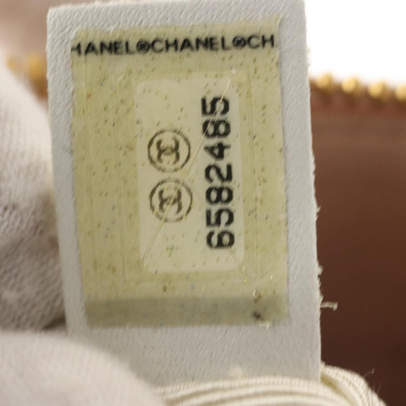 CHANEL Matelasse COCO Mark Chain Hand Bag Lamb Skin Beige CC Auth 142686