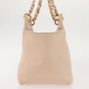 CHANEL Matelasse COCO Mark Chain Hand Bag Lamb Skin Beige CC Auth 142686-5