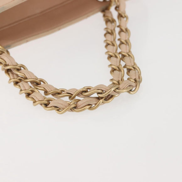 CHANEL Matelasse COCO Mark Chain Hand Bag Lamb Skin Beige CC Auth 142686