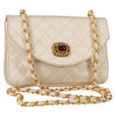 CHANEL Matelasse Chain Gribois Shoulder Bag Satin Gold CC Auth 142689V-1