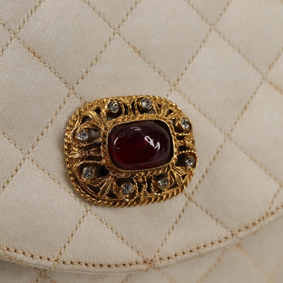 CHANEL Matelasse Chain Gribois Shoulder Bag Satin Gold CC Auth 142689V