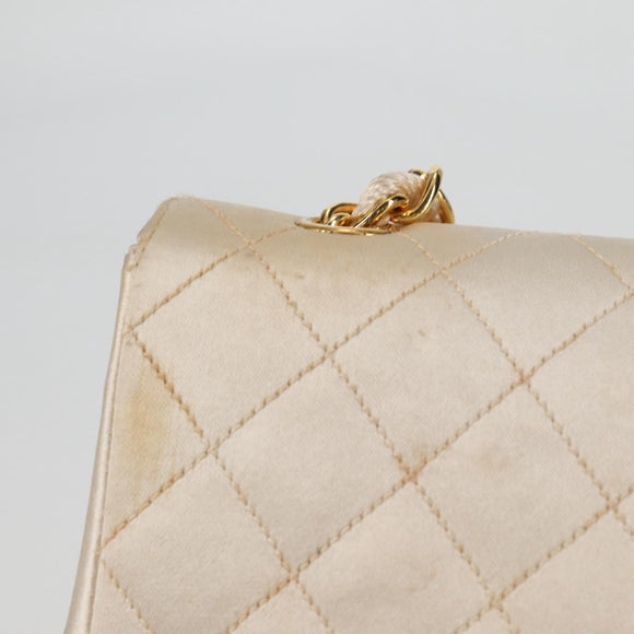CHANEL Matelasse Chain Gribois Shoulder Bag Satin Gold CC Auth 142689V