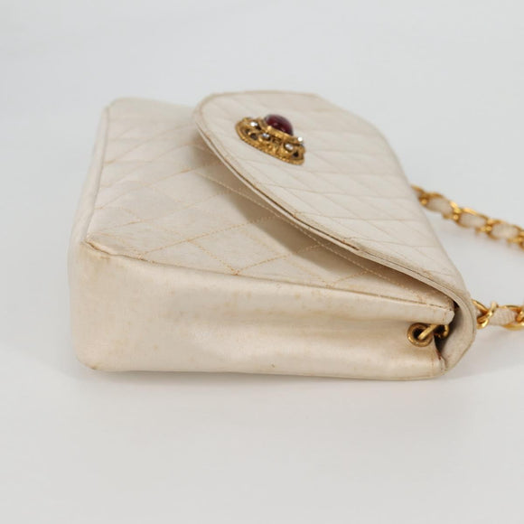 CHANEL Matelasse Chain Gribois Shoulder Bag Satin Gold CC Auth 142689V