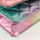 CHANEL Chain Matelasse 2.55 Shoulder Bag Leather Multicolor Gold CC Auth 142691SM-15