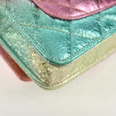 CHANEL Chain Matelasse 2.55 Shoulder Bag Leather Multicolor Gold CC Auth 142691SM-17